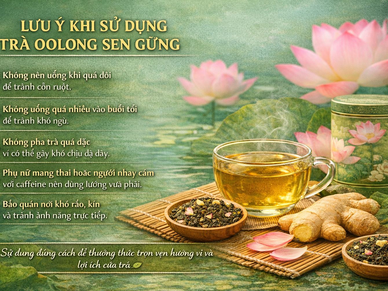 LƯU Ý KHI SỬ DỤNG TRÀ OOLONG SEN GỪNG